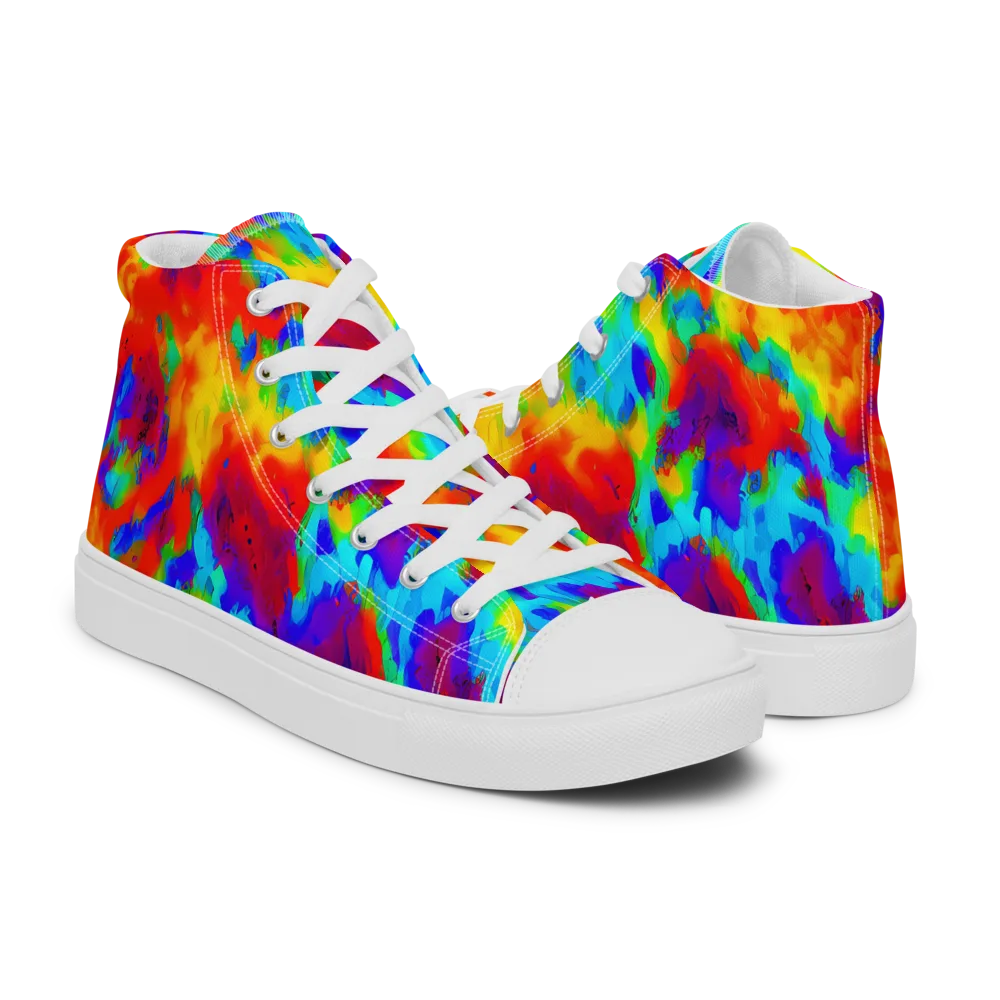 Flame Spectrum on Women's High Top Canvas Shoes — Right