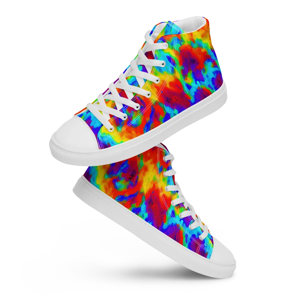 Flame Spectrum on Women's High Top Canvas Shoes — Front