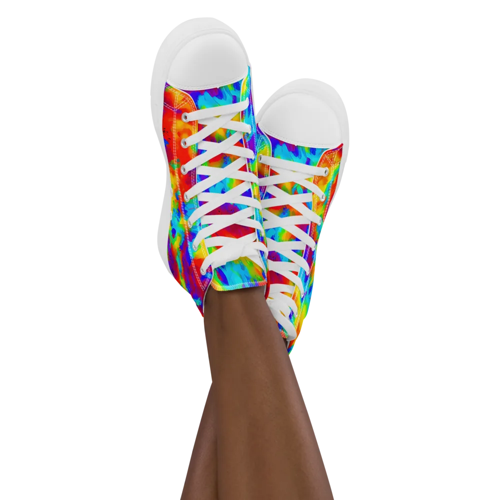 Flame Spectrum on Women's High Top Canvas Shoes — Front