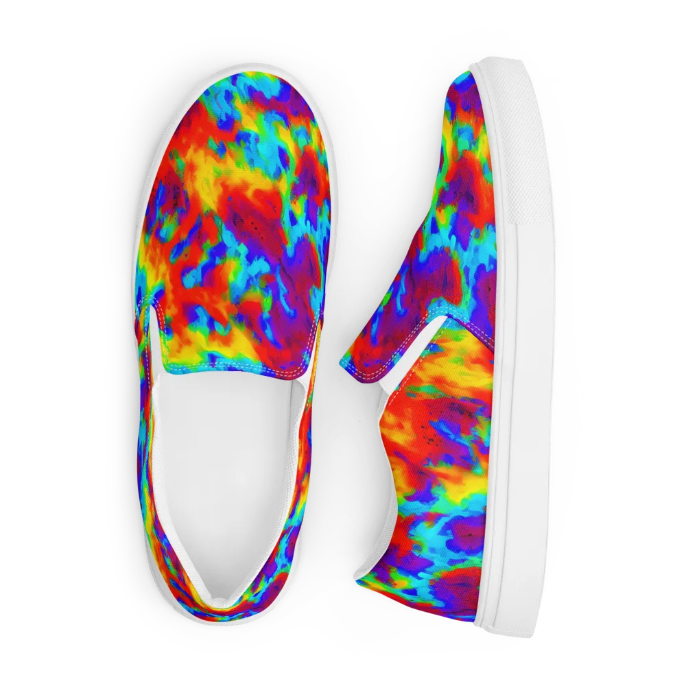 Flame Spectrum on Men's Slip-On Canvas Shoes — Front