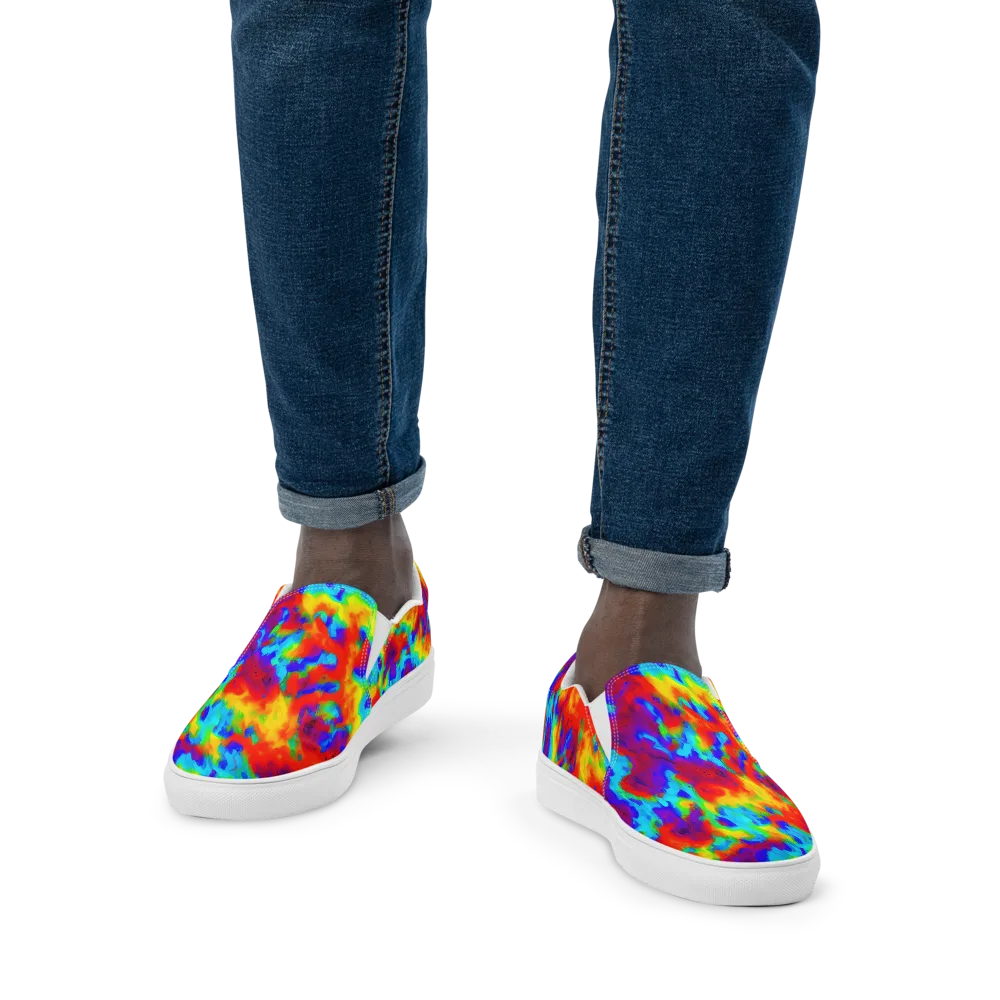 Flame Spectrum on Men's Slip-On Canvas Shoes — Front