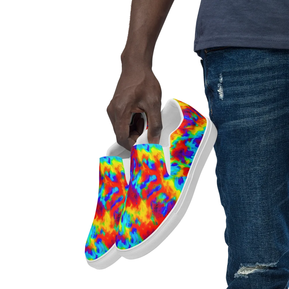 Flame Spectrum on Men's Slip-On Canvas Shoes — Left Front