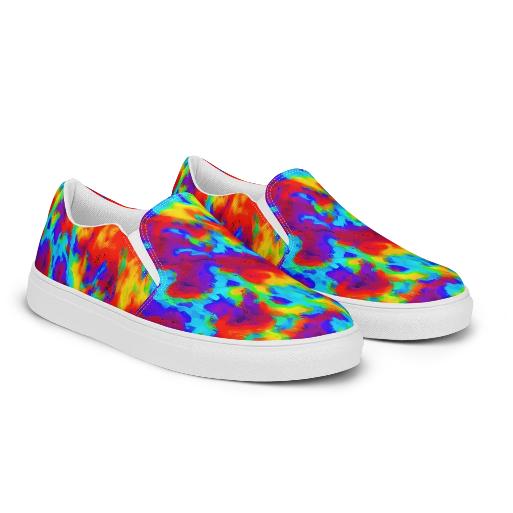 Flame Spectrum on Women's Slip-On Canvas Shoes — Right Front