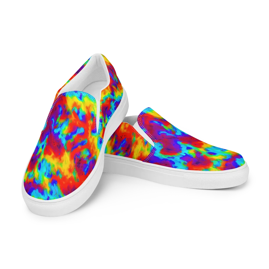 Flame Spectrum on Women's Slip-On Canvas Shoes — Left Front
