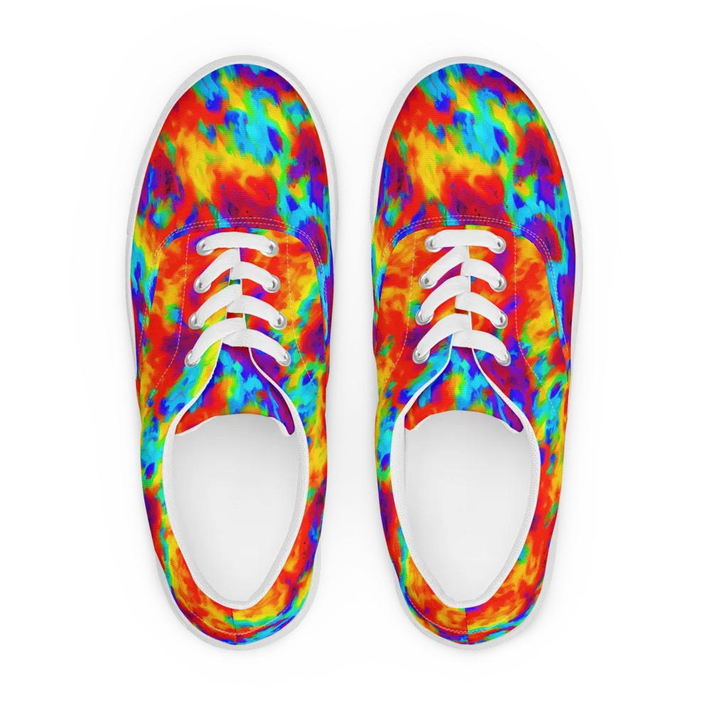 Flame Spectrum on Men's Lace-Up Canvas Shoes — Front