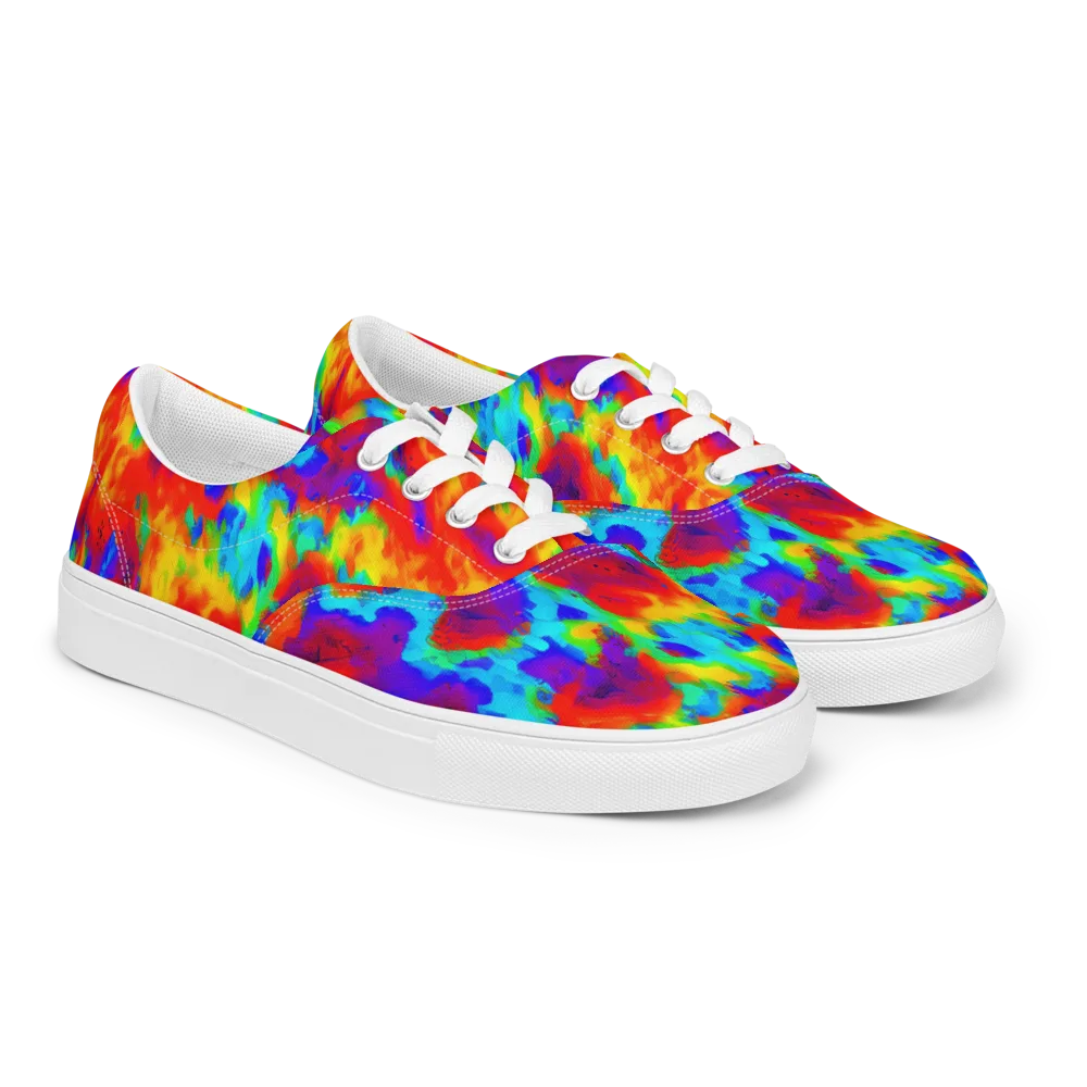 Flame Spectrum on Men's Lace-Up Canvas Shoes — Right Front