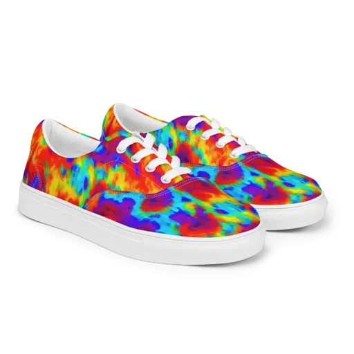 Flame Spectrum on a Men's Lace-Up Canvas Shoes