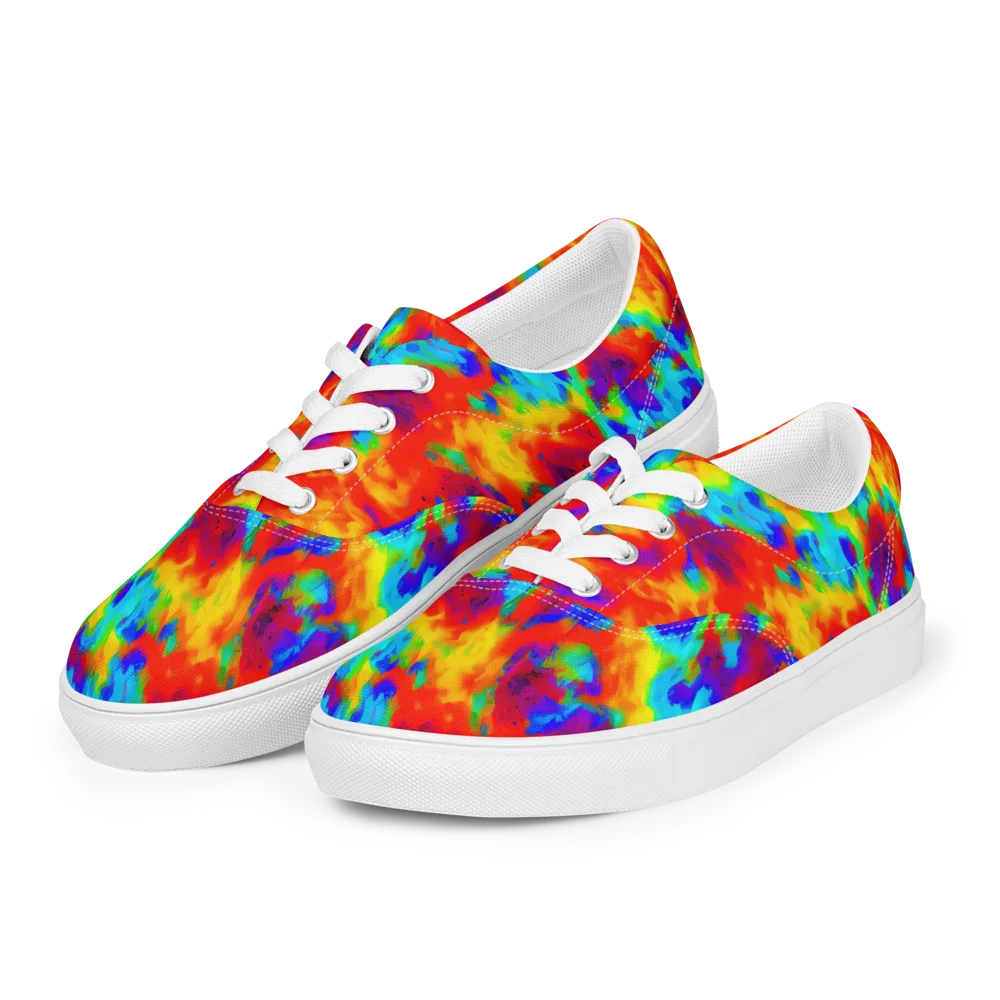 Flame Spectrum on Men's Lace-Up Canvas Shoes — Left Front