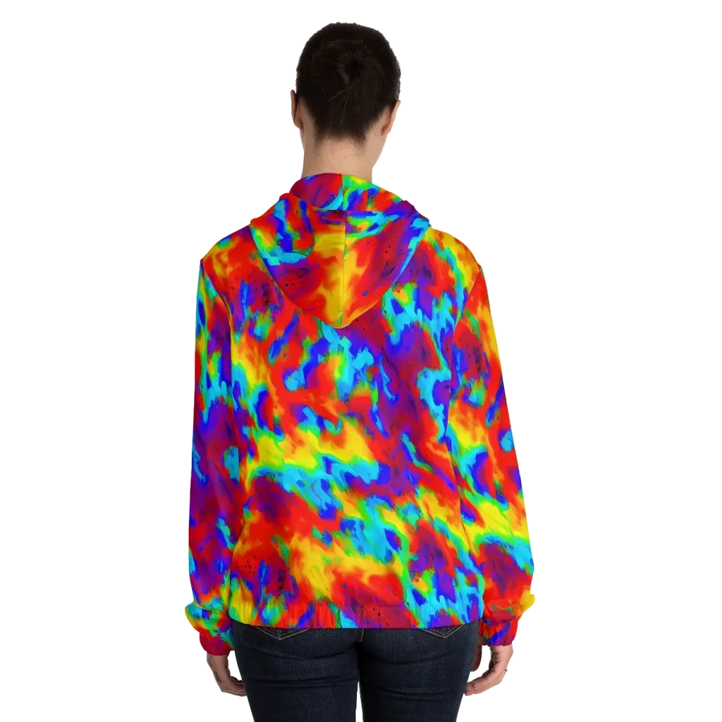Flame Spectrum on Women's Full-Zip Hoodie — Back On Person