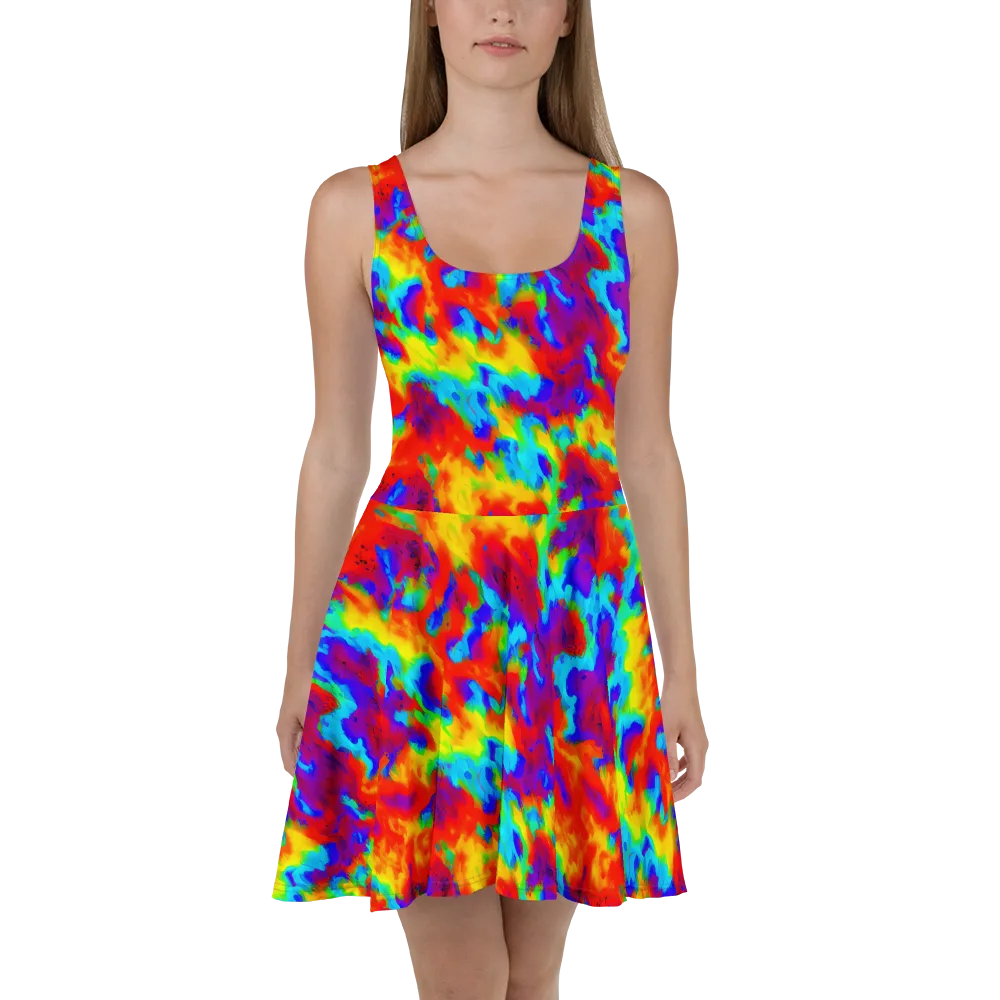 Flame Spectrum on Skater Dress — Front
