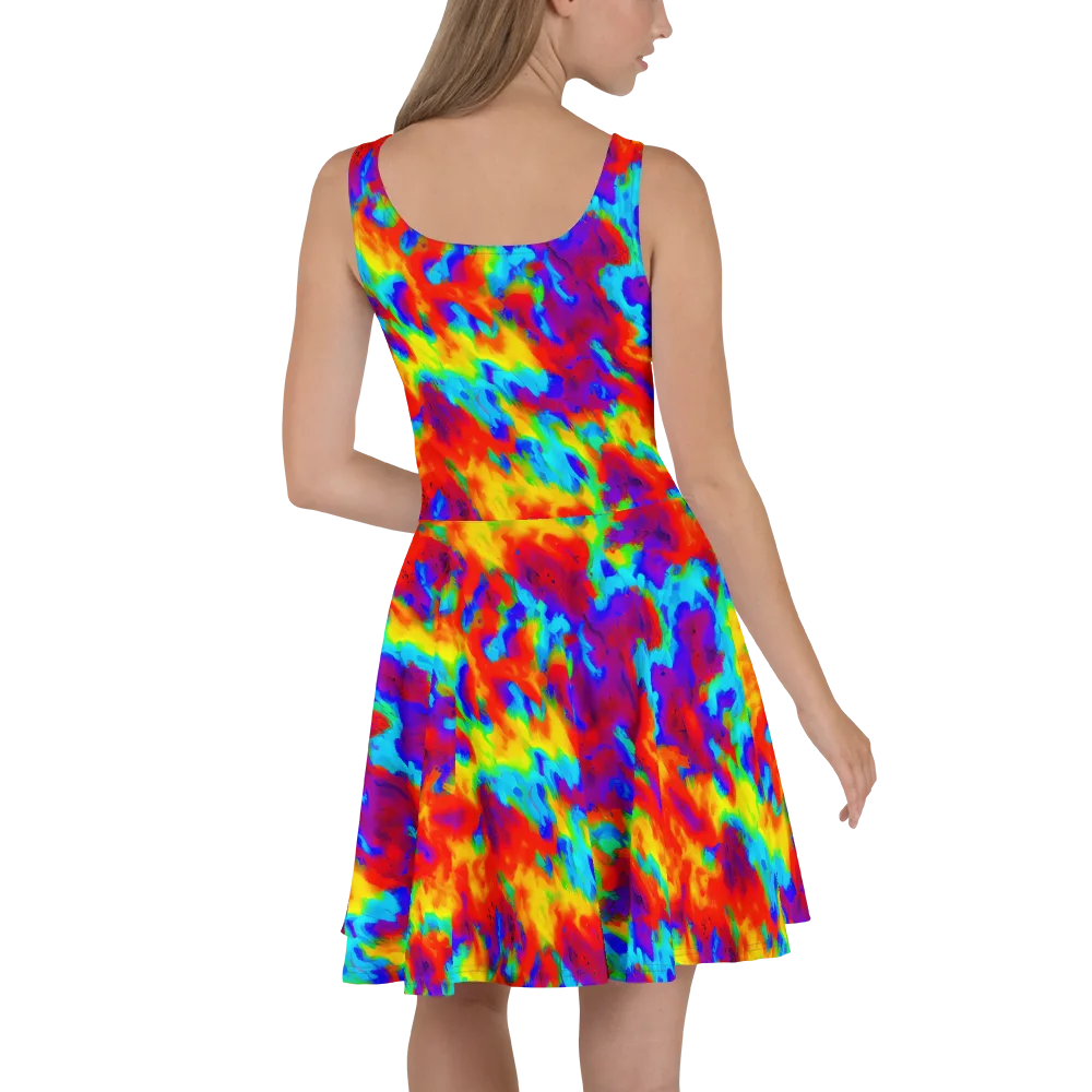 Flame Spectrum on Skater Dress — Back