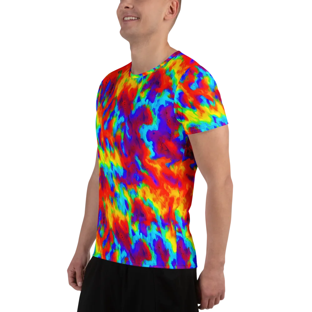 Flame Spectrum on Men's Athletic T-Shirt — Left