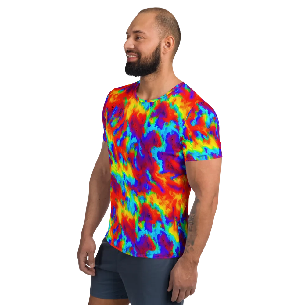 Flame Spectrum on Men's Athletic T-Shirt — Left