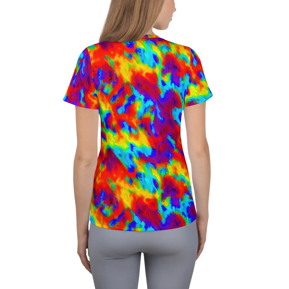 Flame Spectrum on Women's Athletic T-Shirt — Back