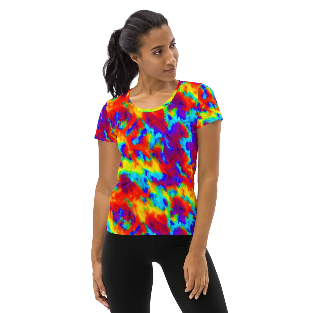 Flame Spectrum on Women's Athletic T-Shirt — Front