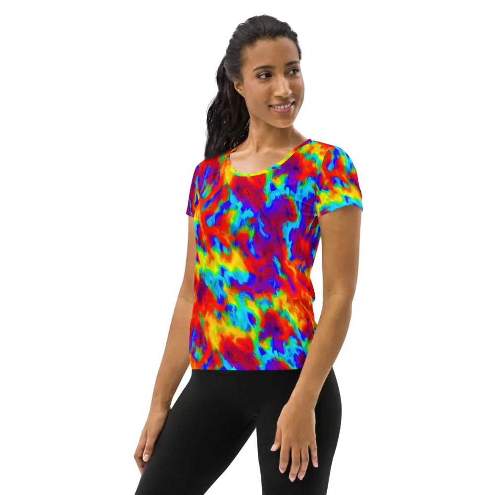 Flame Spectrum on Women's Athletic T-Shirt — Left