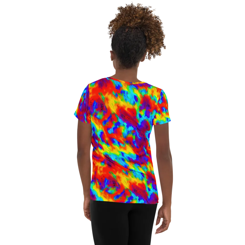 Flame Spectrum on Women's Athletic T-Shirt — Back