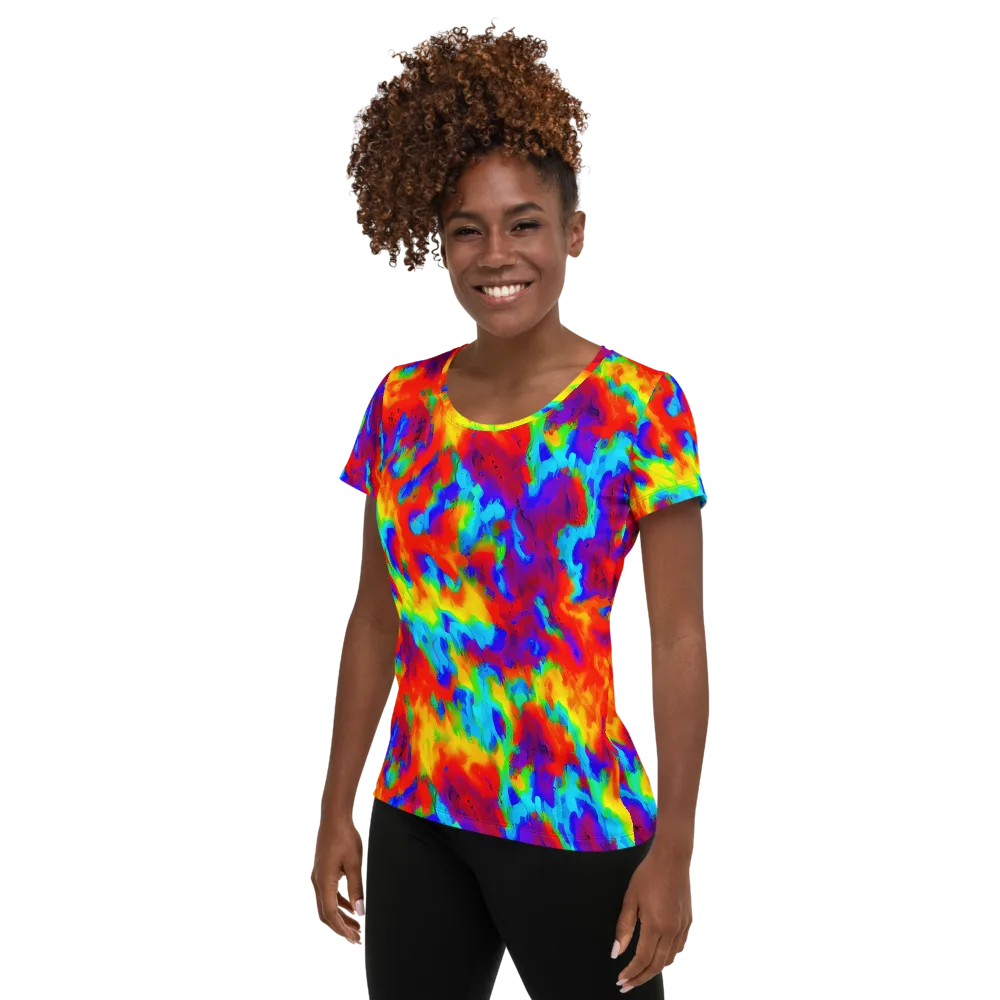 Flame Spectrum on Women's Athletic T-Shirt — Left