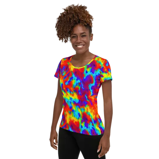 Flame Spectrum on a Women's Athletic T-Shirt