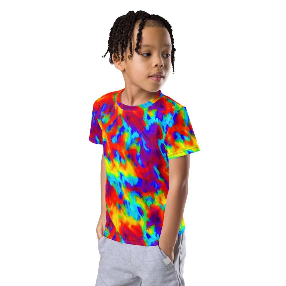 Flame Spectrum on Kids Crew Neck T-Shirt — Left Front