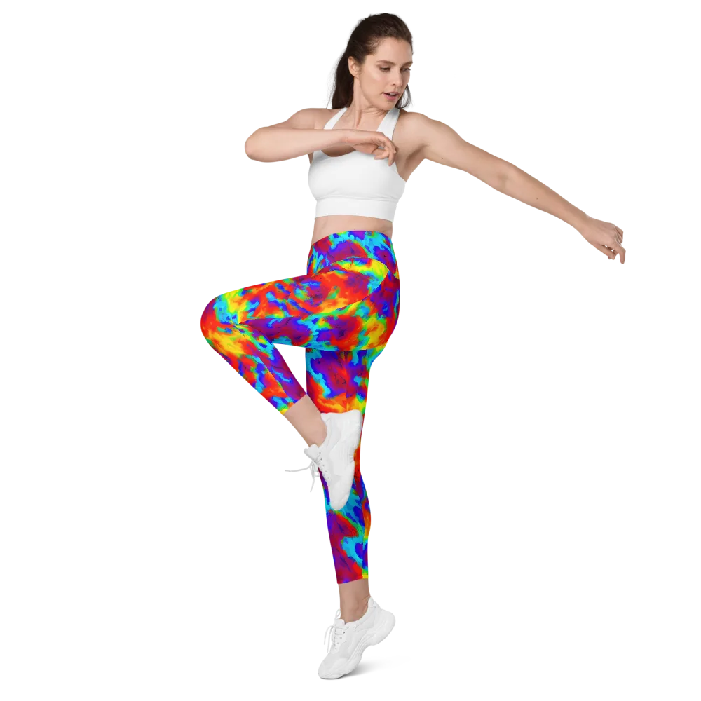 Flame Spectrum on Leggings with Pockets — Left Front
