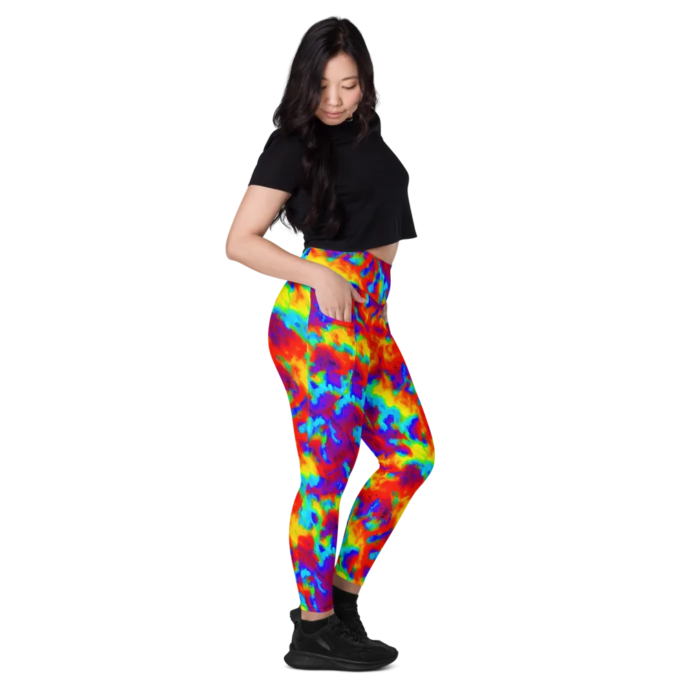 Flame Spectrum on Leggings with Pockets — Right