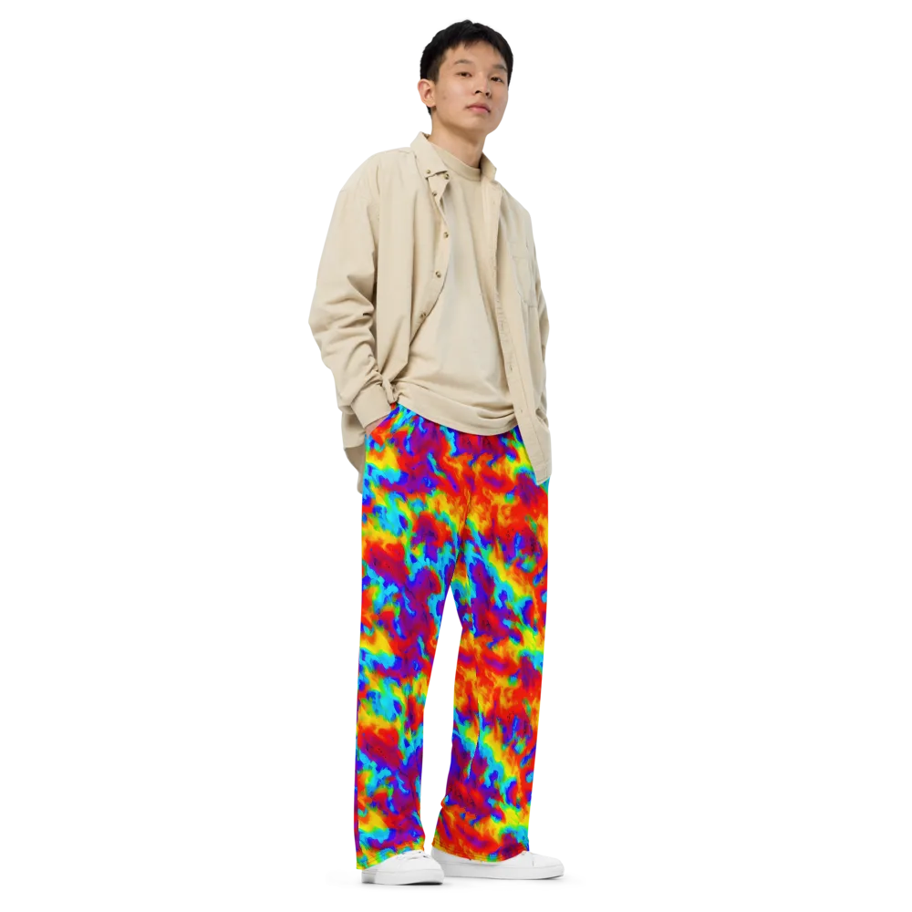 Flame Spectrum on Wide-Leg Pants — Right Front