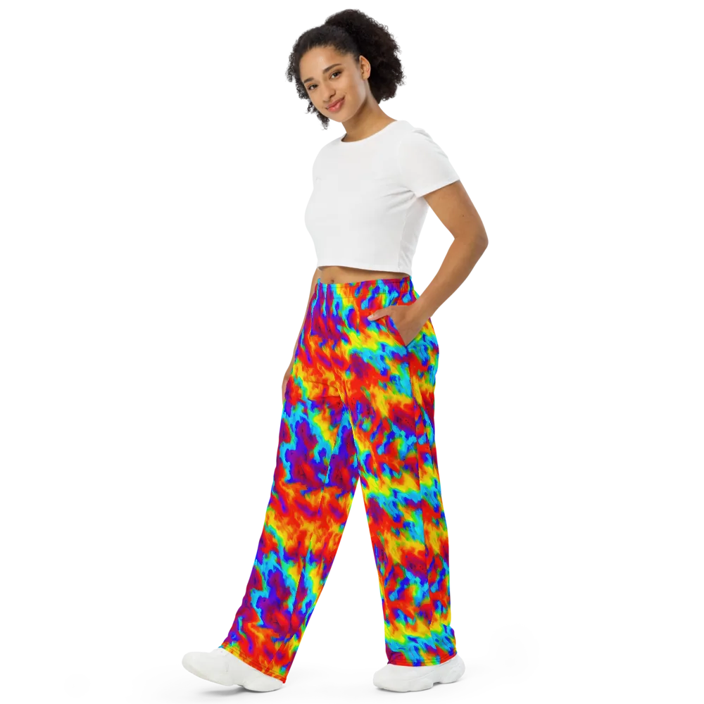 Flame Spectrum on Wide-Leg Pants — Left Front