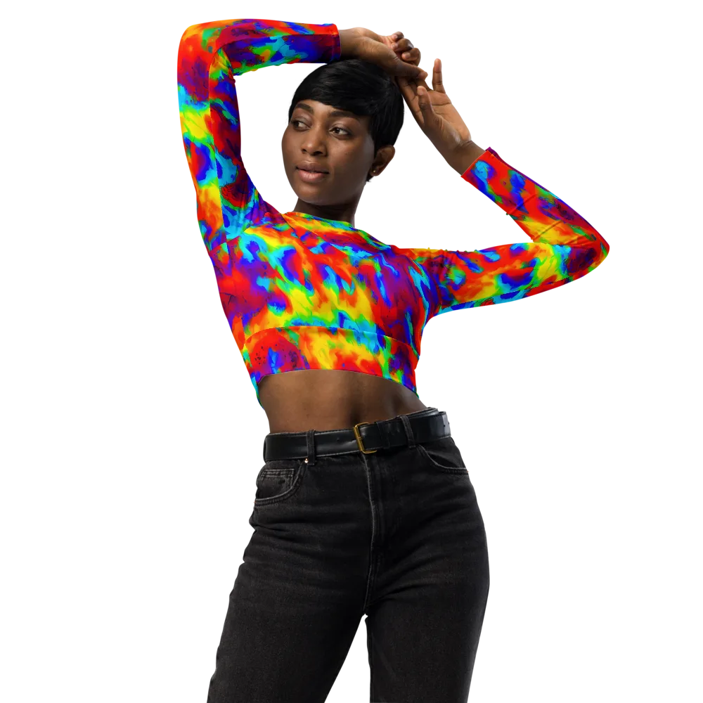 Flame Spectrum on Long Sleeve Crop Top — Front