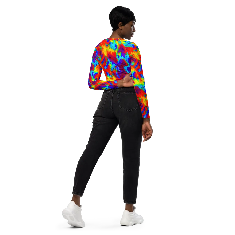 Flame Spectrum on Long Sleeve Crop Top — Right Back