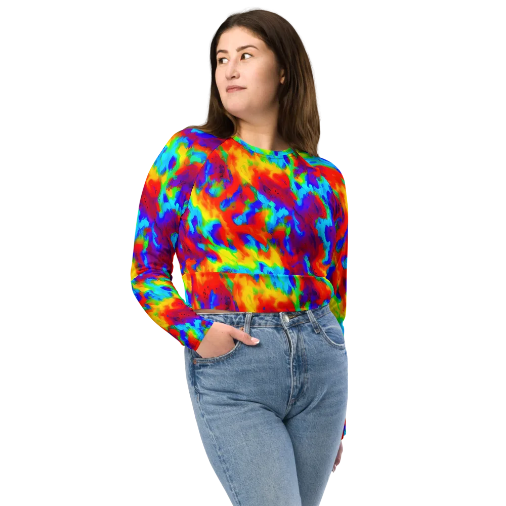 Flame Spectrum on Long Sleeve Crop Top — Front