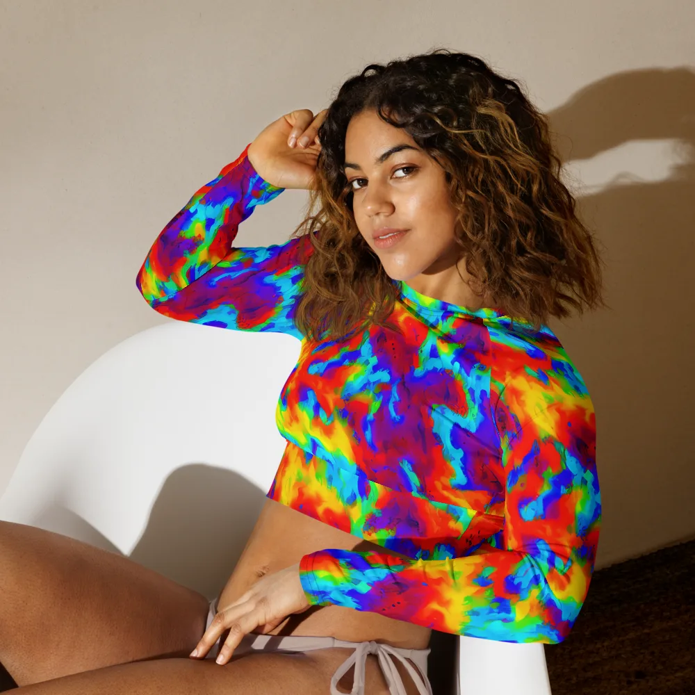 Flame Spectrum on Long Sleeve Crop Top — Left Front