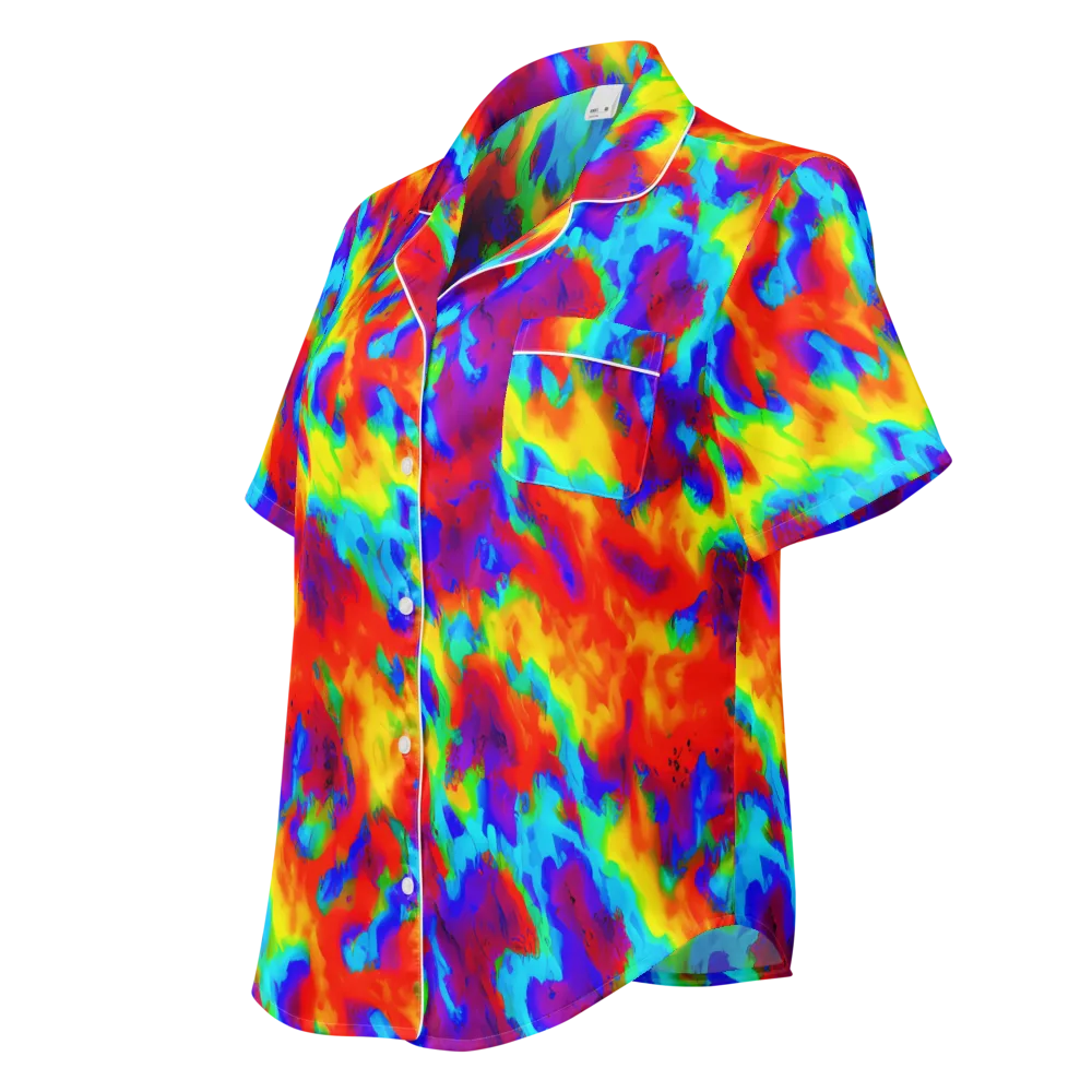 Flame Spectrum on Women's Short Sleeve Pajama Top — Left Front