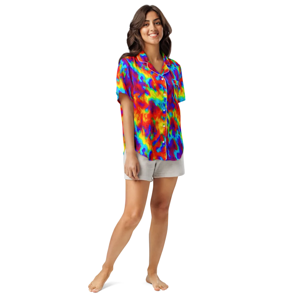 Flame Spectrum on Women's Short Sleeve Pajama Top — Front