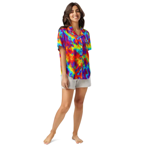 Flame Spectrum on a Women's Short Sleeve Pajama Top