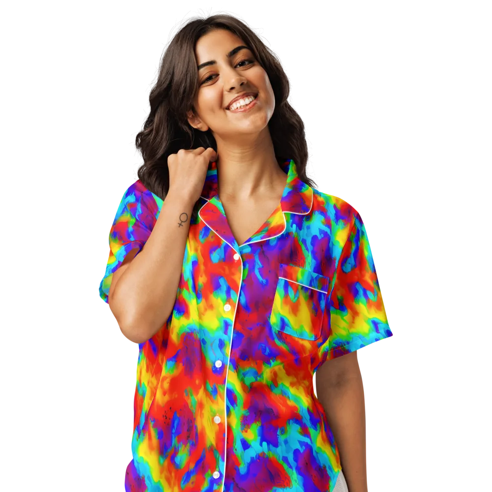 Flame Spectrum on Women's Short Sleeve Pajama Top — Front