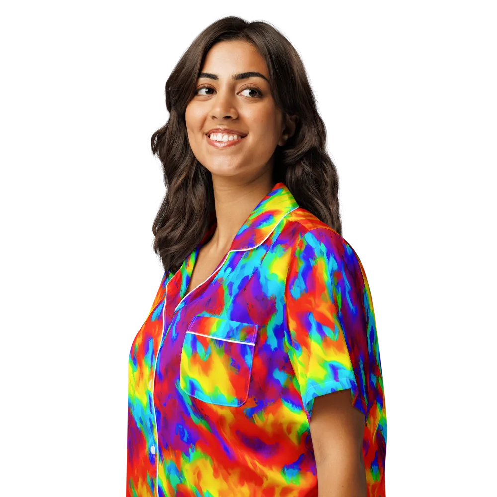 Flame Spectrum on Women's Short Sleeve Pajama Top — Left Front