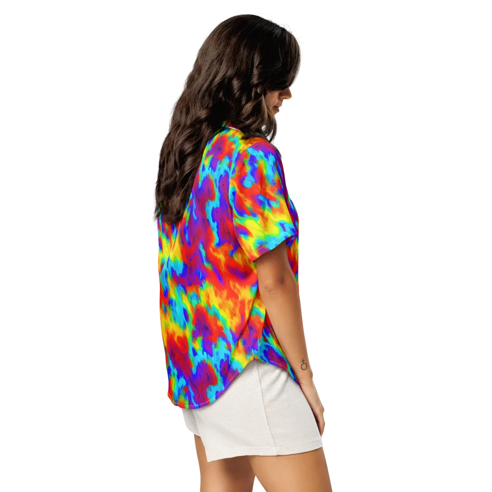 Flame Spectrum on Women's Short Sleeve Pajama Top — Right Back