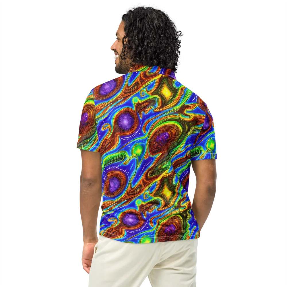 Saturated Orbit on Men's Slim Fit Polo Shirt — Back