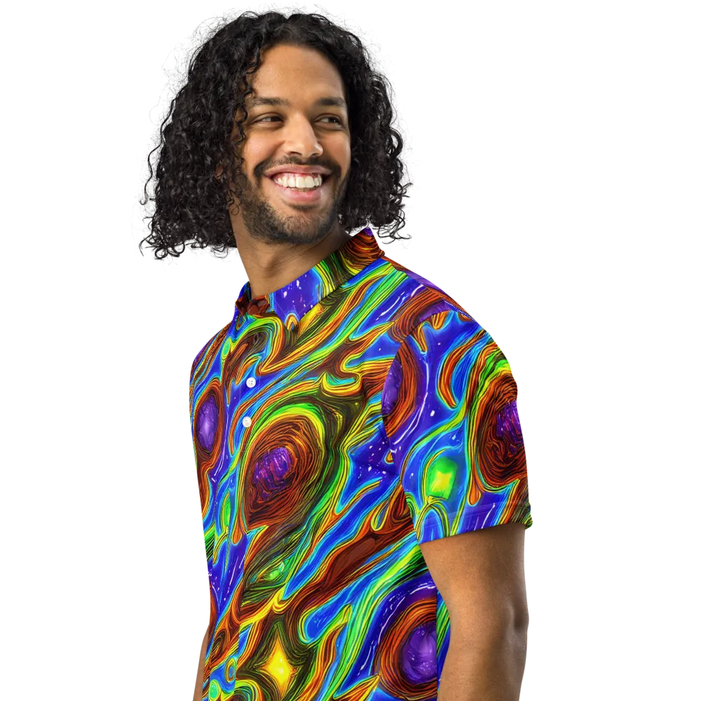 Saturated Orbit on Men's Slim Fit Polo Shirt — Left Front