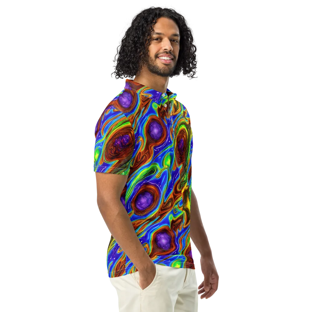 Saturated Orbit on Men's Slim Fit Polo Shirt — Right Front