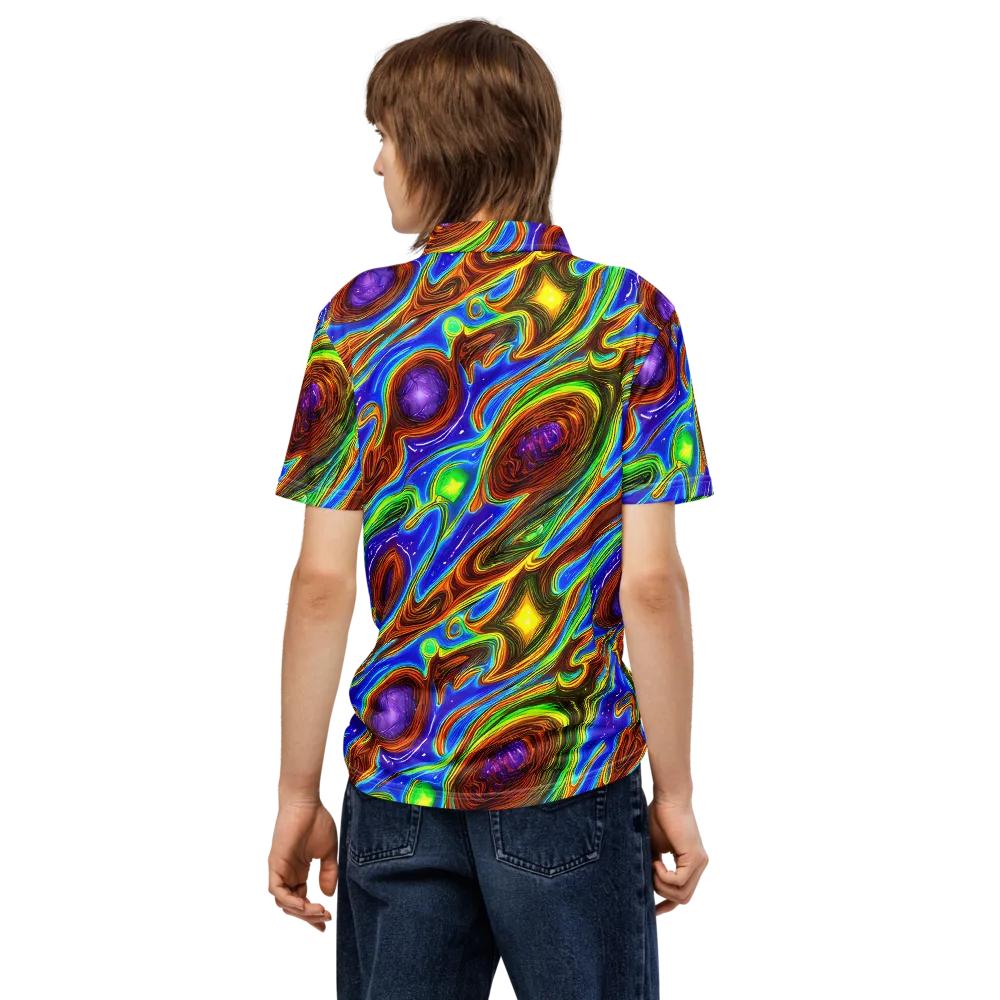Saturated Orbit on Men's Slim Fit Polo Shirt — Back