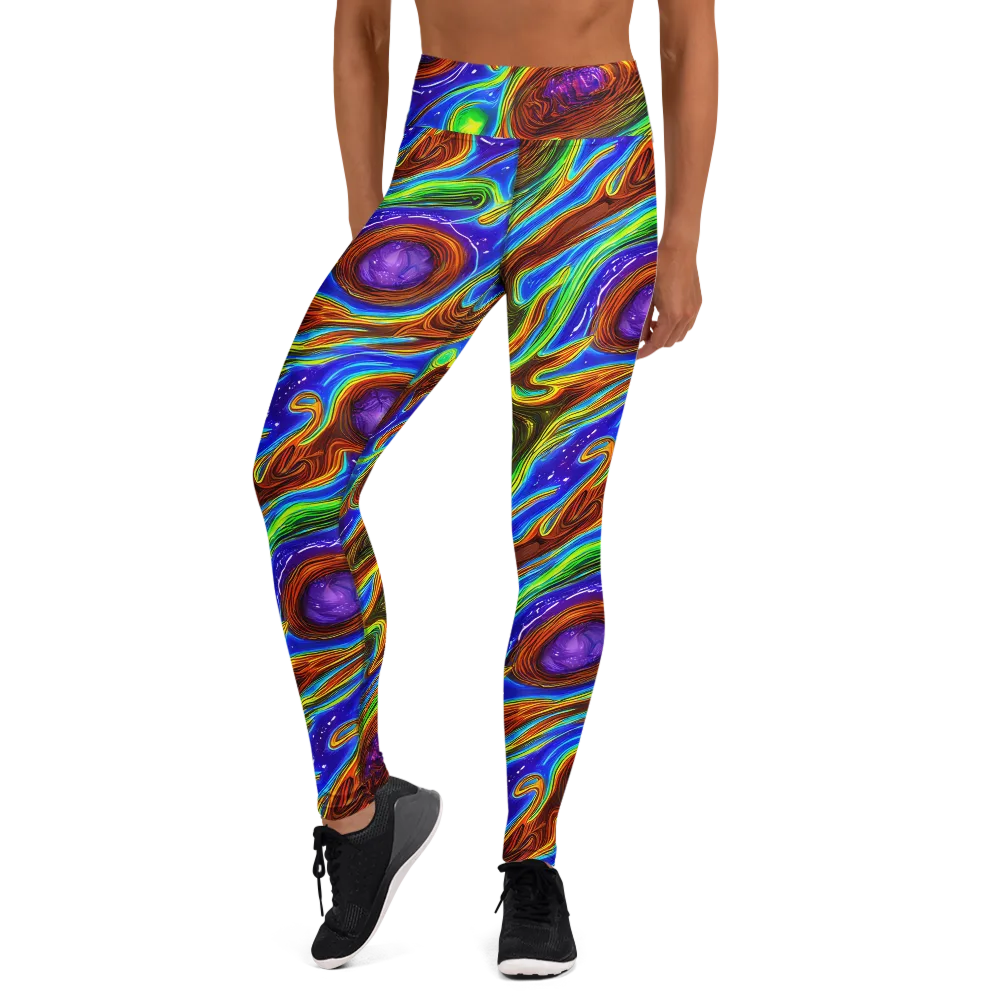 Saturated Orbit on Yoga Leggings — Front