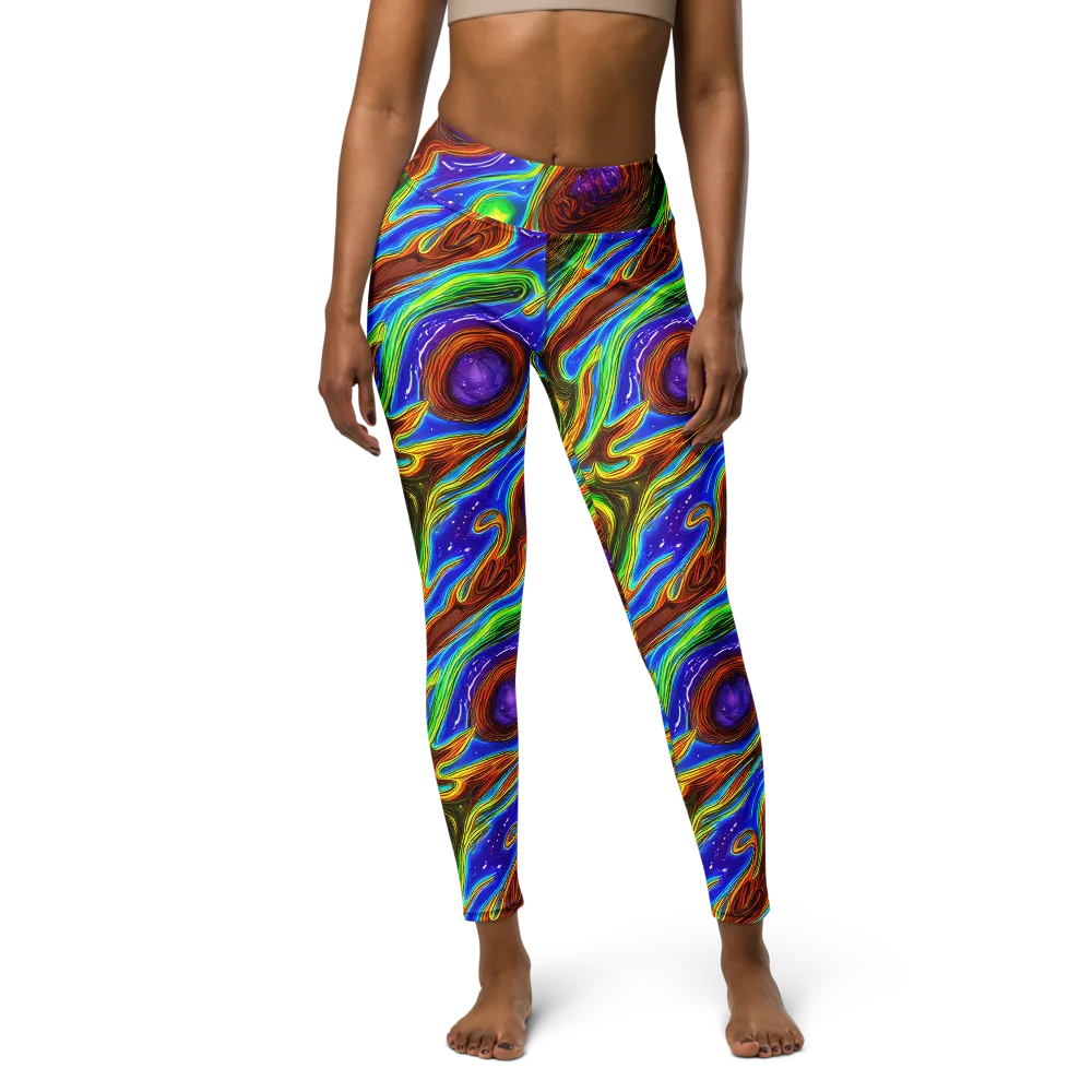 Saturated Orbit on Yoga Leggings — Front