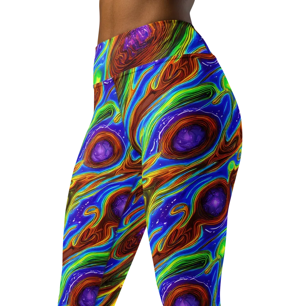 Saturated Orbit on Yoga Leggings — Left Front