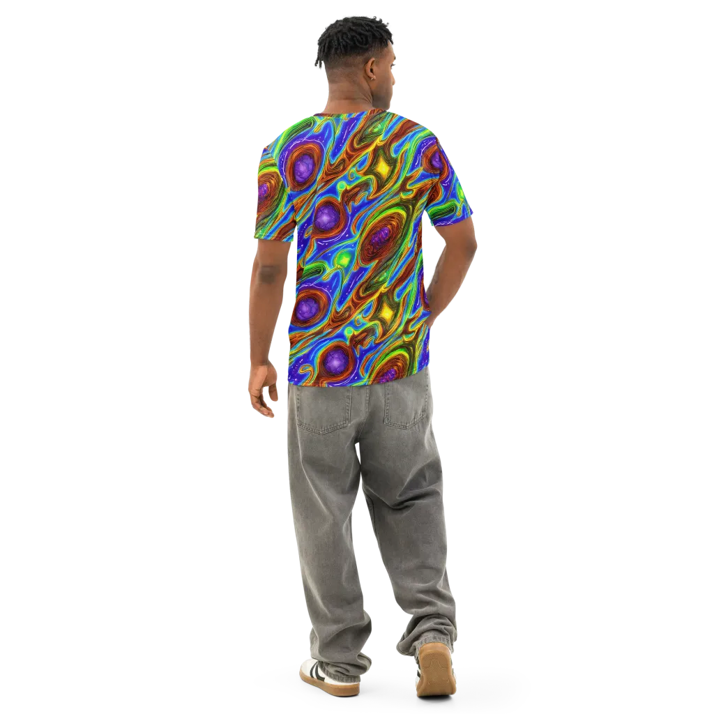 Saturated Orbit on Men's Cotton Crew Neck T-Shirt — Back