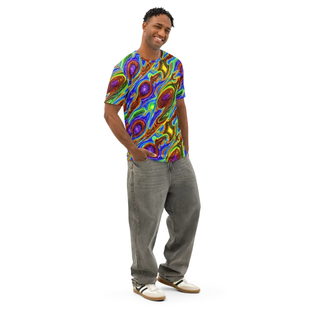 Saturated Orbit on Men's Cotton Crew Neck T-Shirt — Right Front