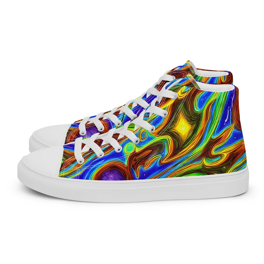Saturated Orbit on Men's High Top Canvas Shoes — Left