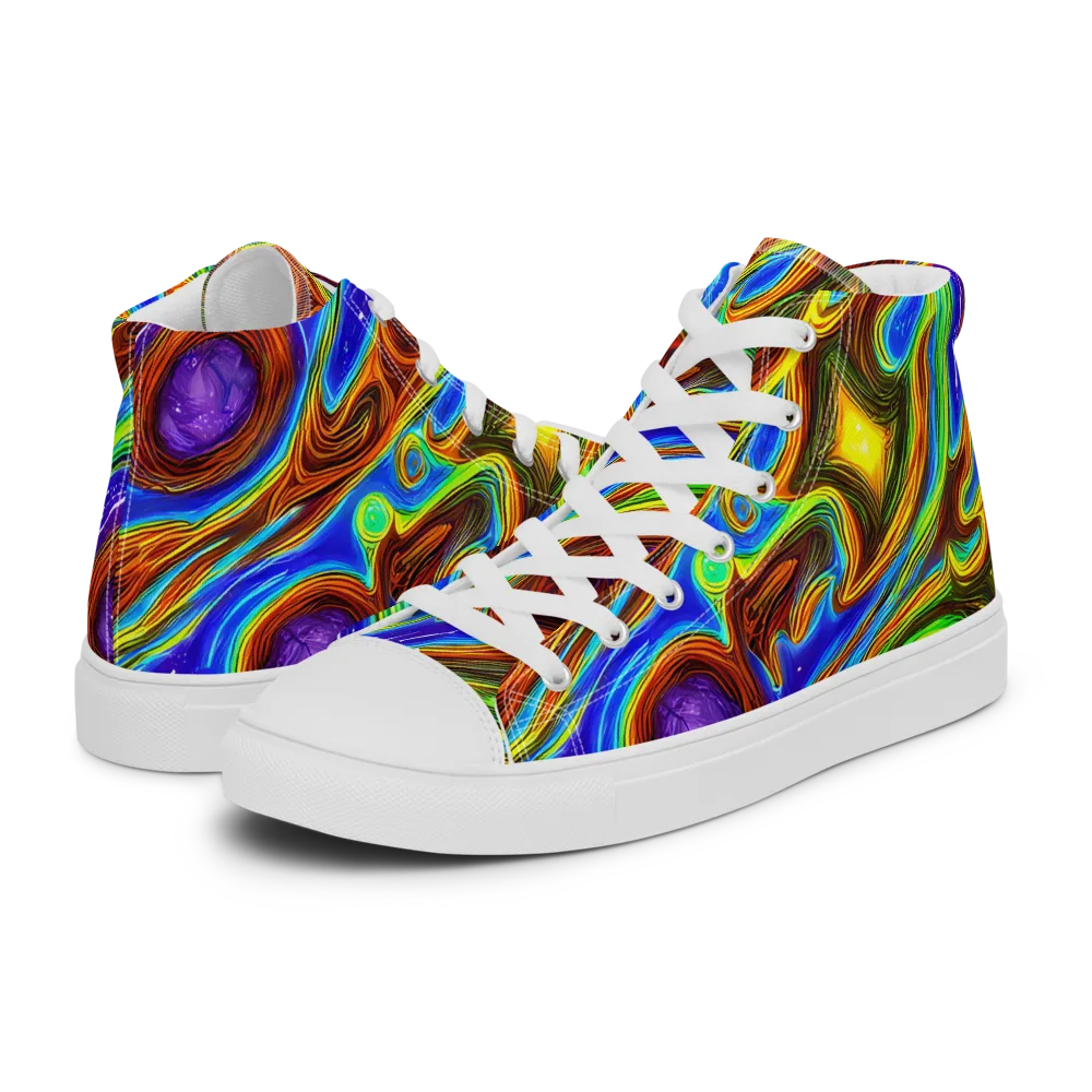 Saturated Orbit on Men's High Top Canvas Shoes — Left