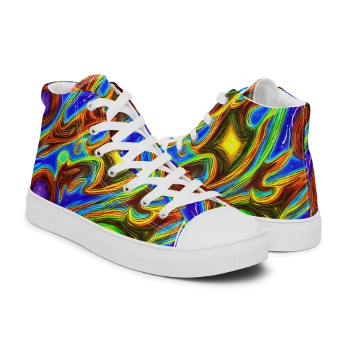 Saturated Orbit on a Men's High Top Canvas Shoes